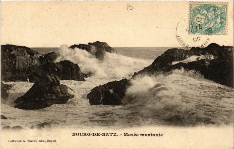 Carte postale ancienne Bourg-de-Batz - Maree montante