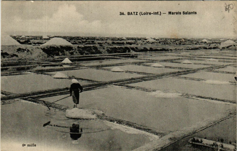 Carte postale ancienne Batz (Loire-inf.) - Marais Salants
