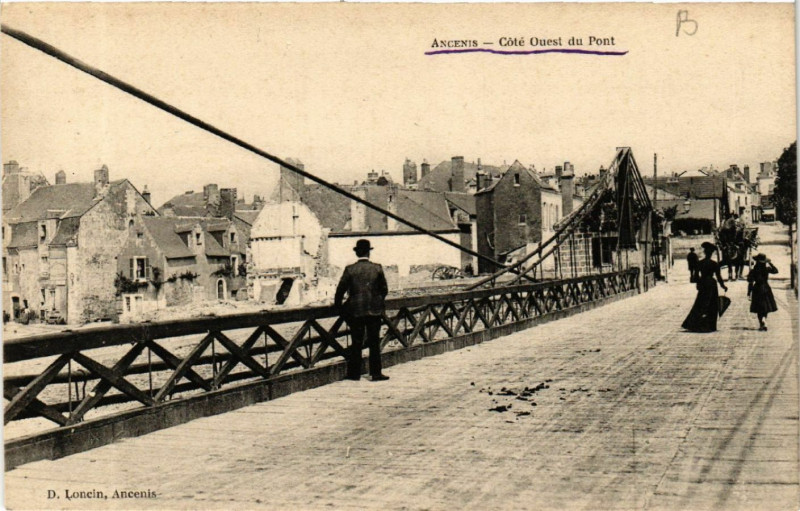 Carte postale ancienne Ancenis - Cote Ouest du Pont