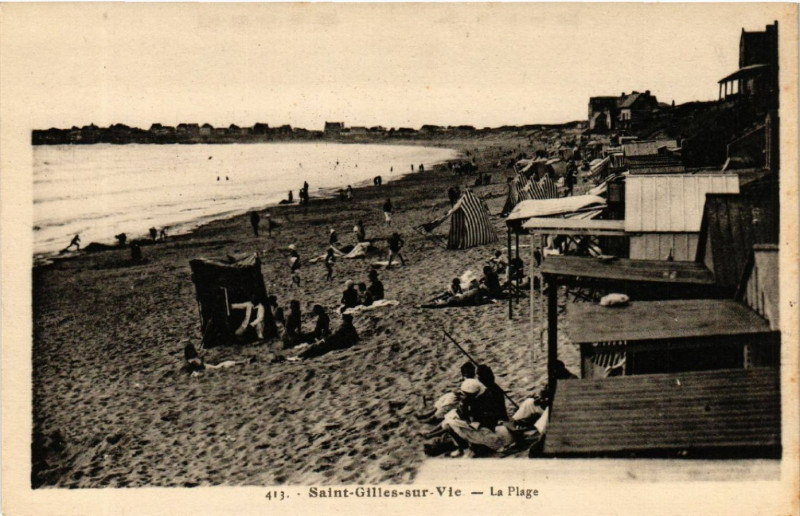 Carte postale ancienne Saint-Gilles-sur-Vie - La Plage