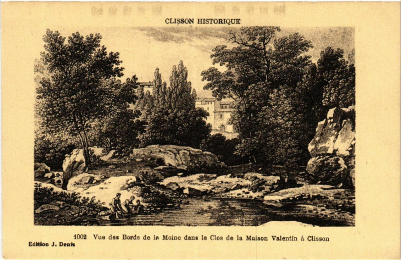 Carte postale ancienne Clisson Historique - Vue des Bords de la Moine dans le Clos de la à Clisson