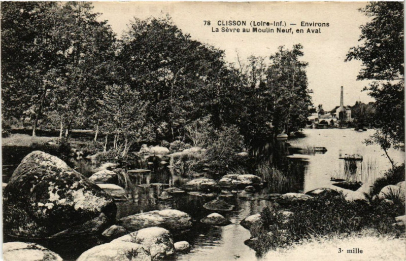 Carte postale ancienne Clisson (Loire-Inf.) - Environs - La Sevre au Moulin Neuf, en Aval à Clisson