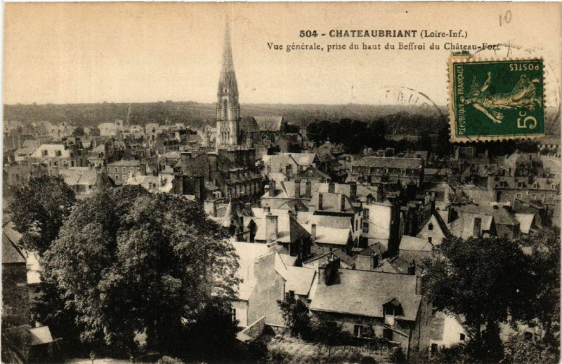 Carte postale ancienne Chateaubriant (Loire-Inf.) - Vue generale, prise du haut du Beffroi à Châteaubriant