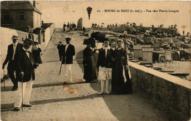 Carte postale ancienne Bourg de Batz (L.-Inf.) - Vue vers Pierre-Longue à Vue