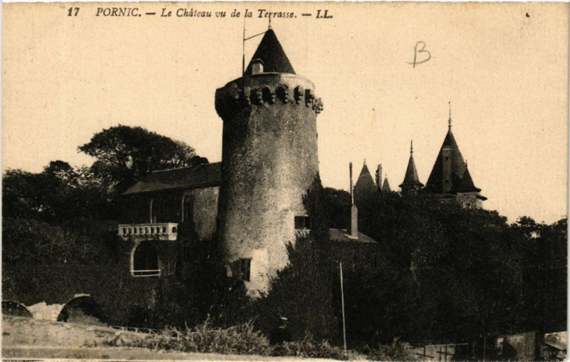 Carte postale ancienne Pornic - Le Chateau vu de la Terrasse à Pornic