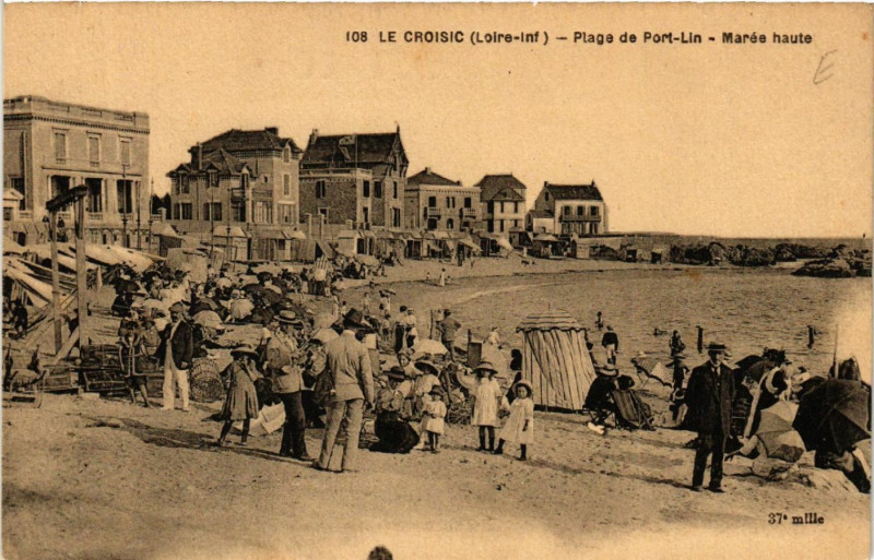 Carte postale ancienne Le Croisic (Loire-Inf.) - Plage de Port-Lin - Maree haute au Croisic