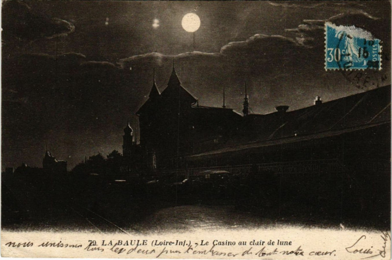 Carte postale ancienne La Baule - Le Casino au clair de lune