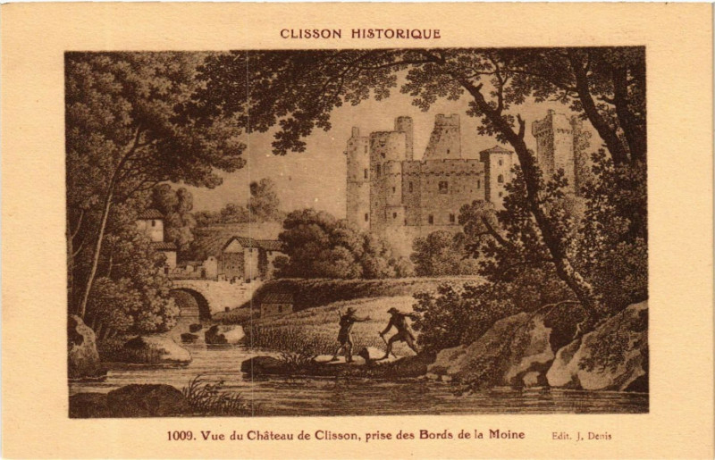 Carte postale ancienne Clisson Historique -Vue de Chateau de Clisson,prise de Bords de la à Clisson