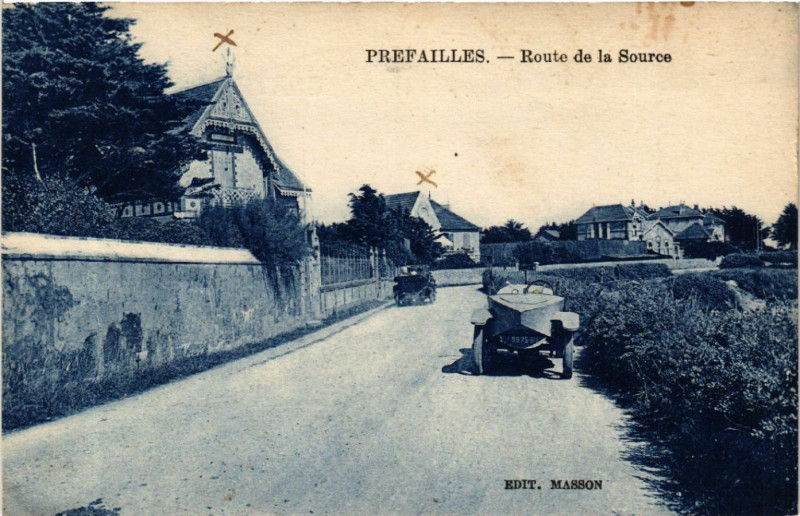 Carte postale ancienne Prefailles - Route de la Source à Préfailles