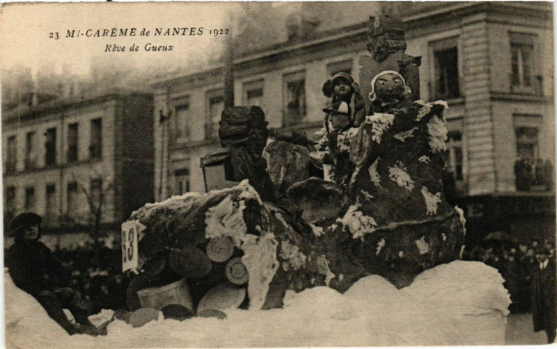Carte postale ancienne Mi-Careme de Nantes 1922 - Reve de Gueux à Nantes