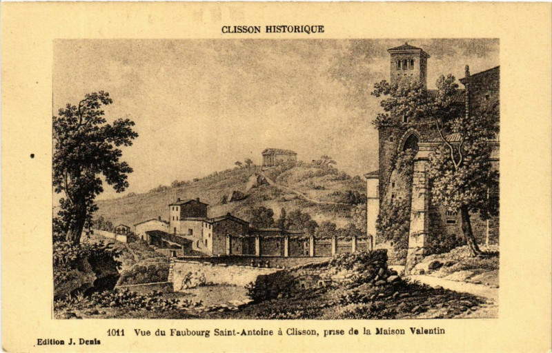 Carte postale ancienne Clisson Historique - Vue du Faubourg Saint-Antoine a Clisson, prise à Clisson