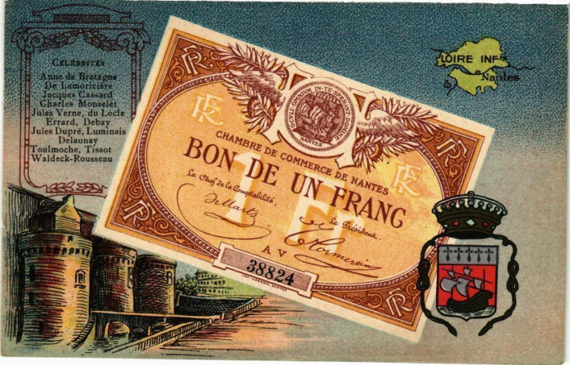 Carte postale ancienne Bon de Un Franc ...