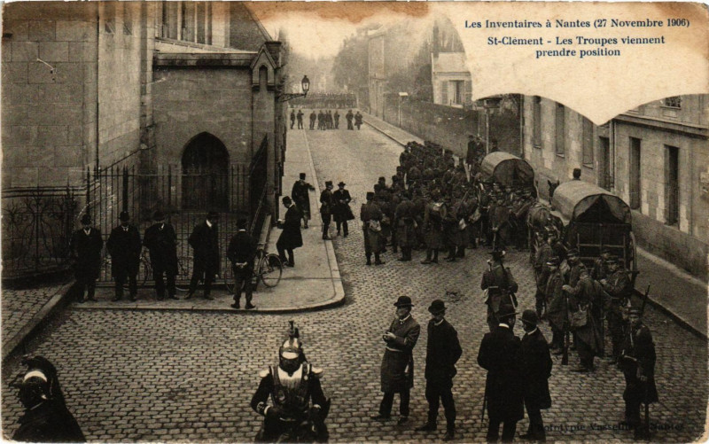 Carte postale ancienne Les Inventaires a Nantes (27 Nov. 1906) Saint-Clement-Les Troupes... à Nantes