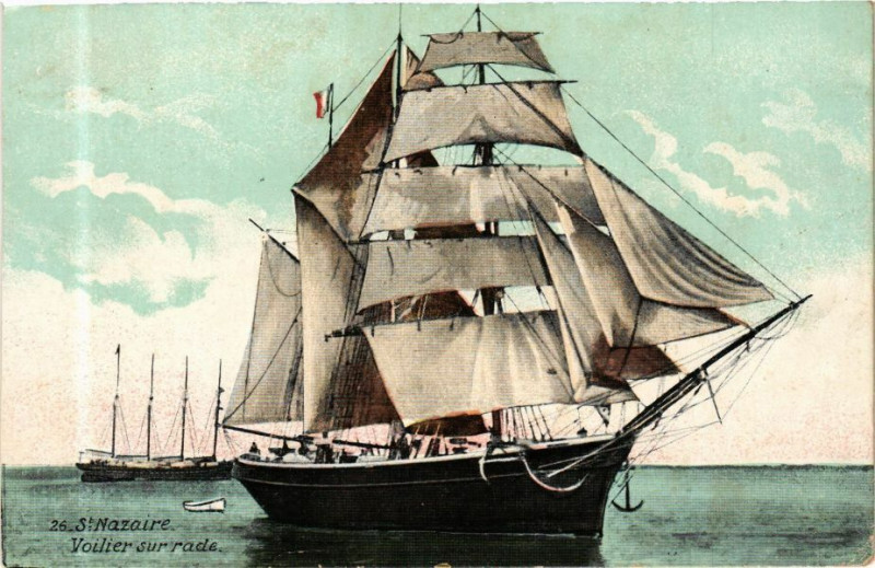 Carte postale ancienne Ed. Aqua 26 Saint-Nazaire Voilier sur Rade à Saint-Nazaire