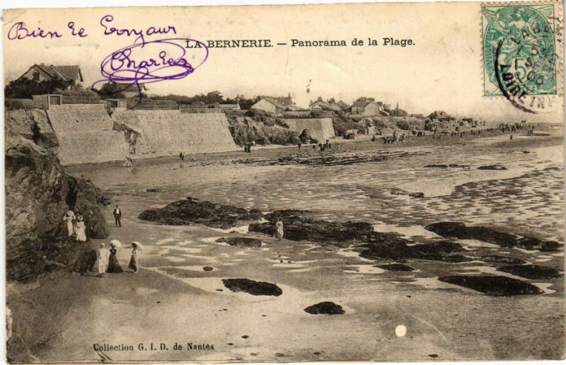 Carte postale ancienne La Bernerie - Panorama de la Plage