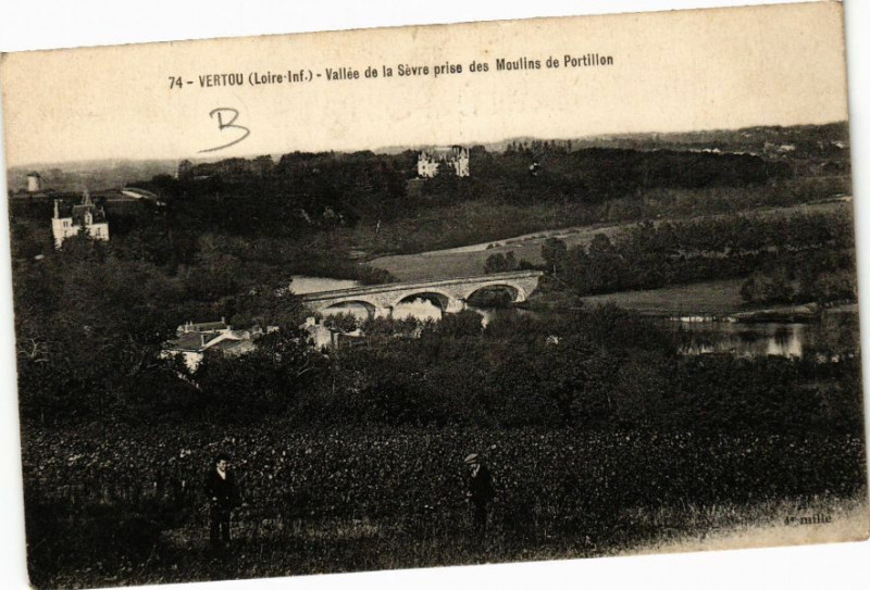 Carte postale ancienne Vertou - Vallée de la Sevre des MOULINs de Portillon à Vertou