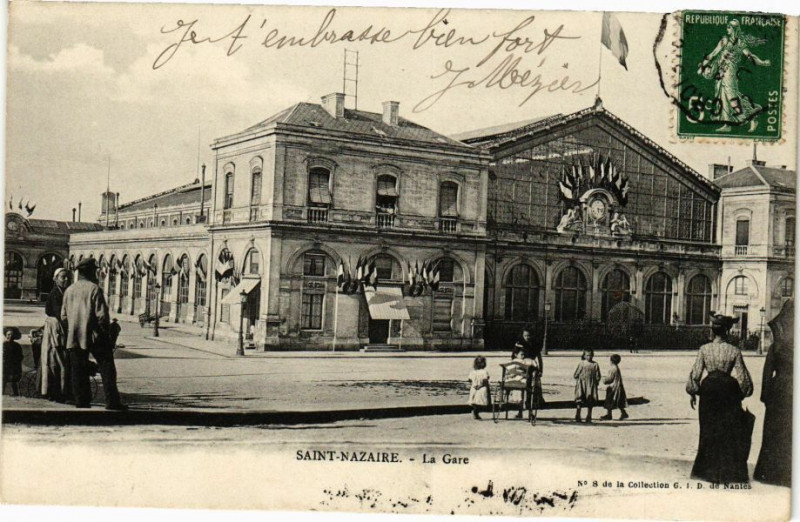 Carte postale ancienne Saint-Nazaire - La Gare à Saint-Nazaire