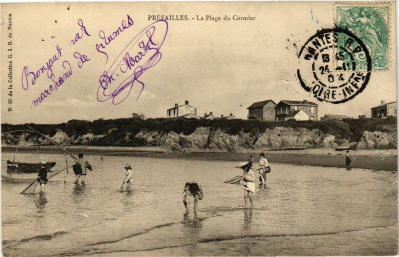 Carte postale ancienne Prefailles - La Plage du Cormier à Préfailles