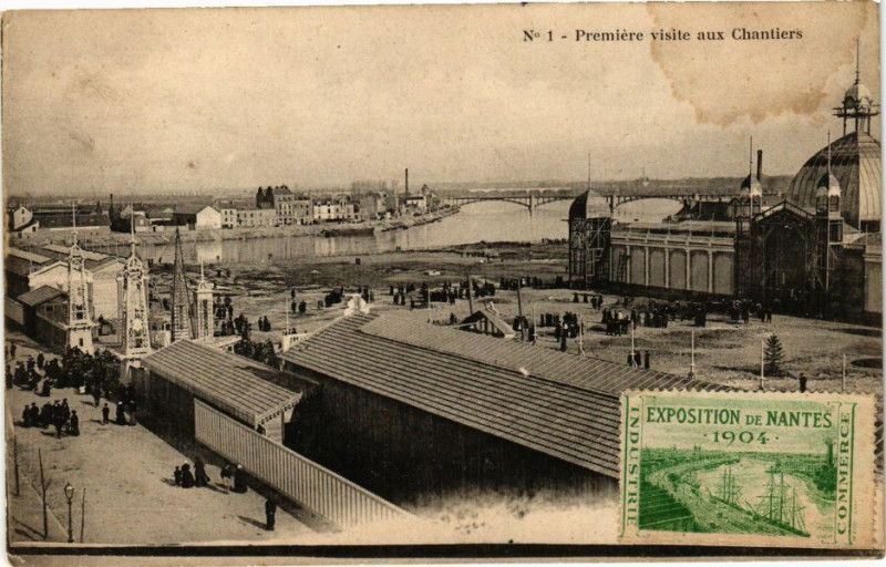 Carte postale ancienne Premiere visite aux Chantiers