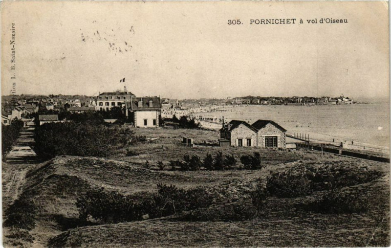 Carte postale ancienne Pornichet a vol d'Oiseau à Pornichet