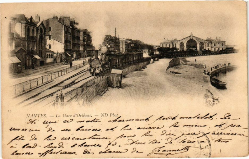 Carte postale ancienne Nantes - La Gare d'Orleans à Nantes