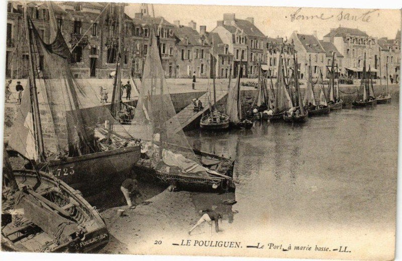 Carte postale ancienne Le Pouliguen - Le Port a marée basse au Pouliguen