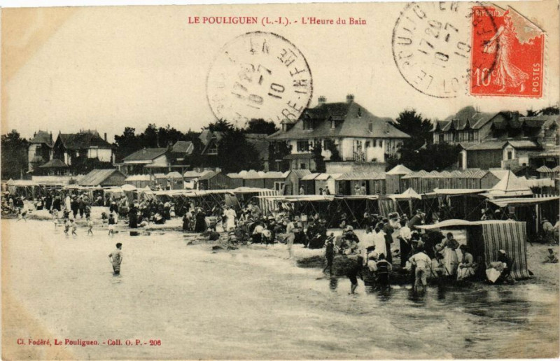 Carte postale ancienne Le Pouliguen - L'Heure du Bain au Pouliguen