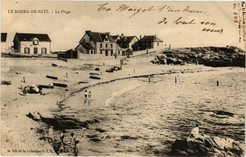 Carte postale ancienne Le Bourg-de-Batz - La Plage