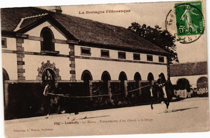 Carte postale ancienne Lamballe - Le Haras - PRESentation d'un cheval a la longe