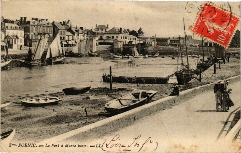 Carte postale ancienne Pornic - Le Port a Marée basse à Pornic