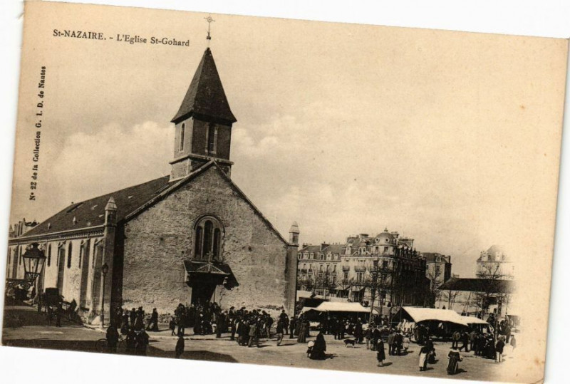 Carte postale ancienne Saint-Nazaire - L'Eglise Saint-Gohard à Saint-Nazaire
