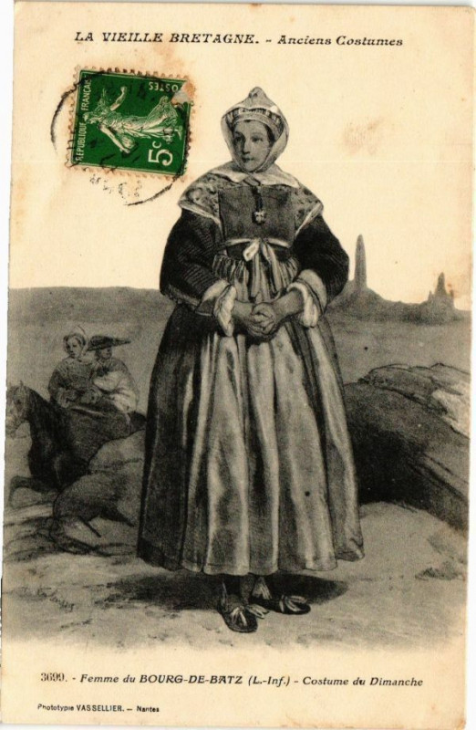 Carte postale ancienne La Vieille Bretagne Anciens Costumes Femme du Bourg-de-Batz (L.