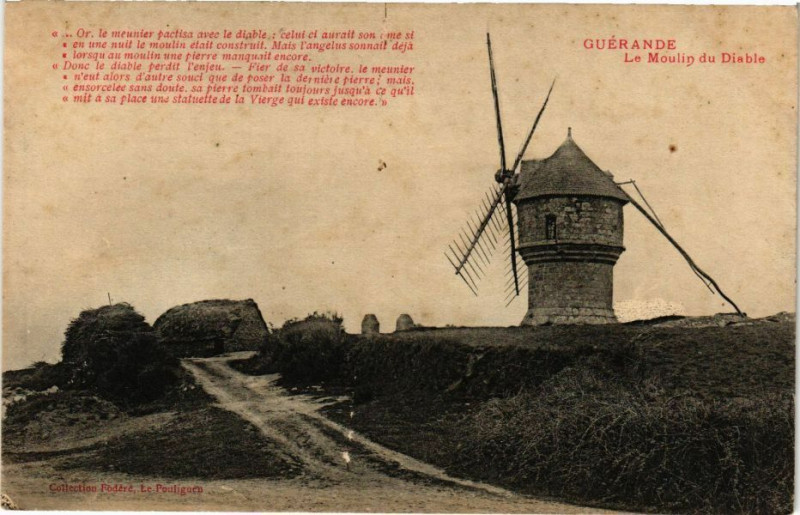 Carte postale ancienne Guerande - Le Moulin du Diable à Guérande