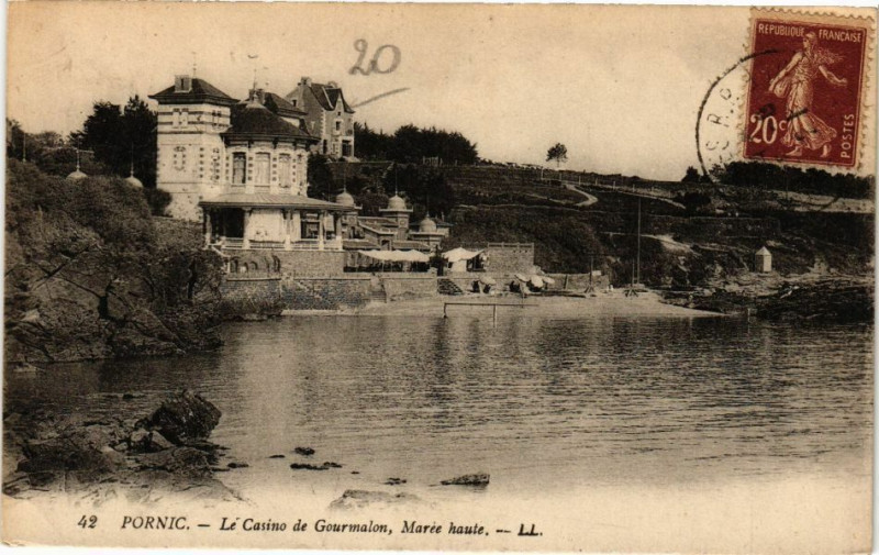 Carte postale ancienne Pornic - Le Casino de Gourmalon Marée haute à Pornic