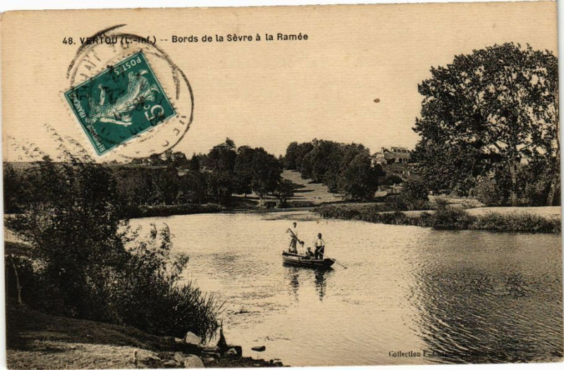 Carte postale ancienne Vertou - Bords de la Sevre a la Ramée à Vertou