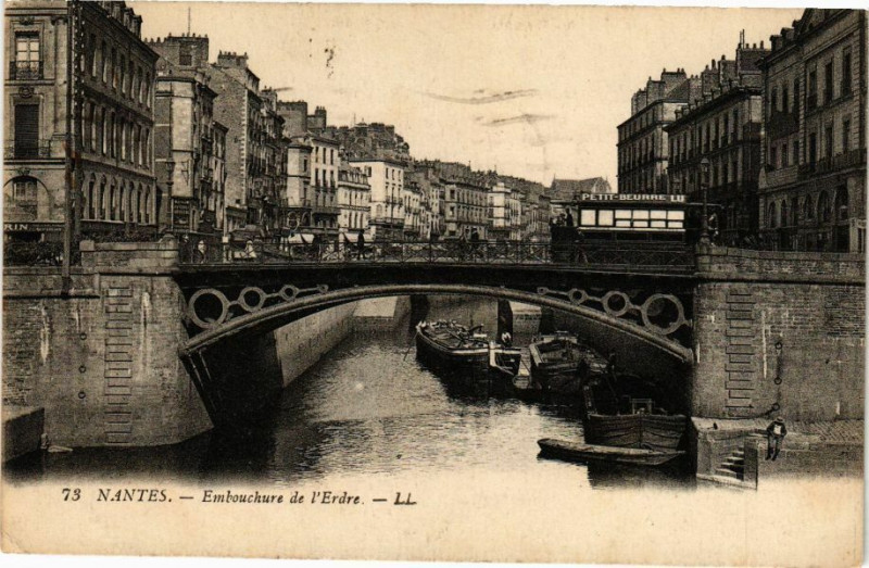 Carte postale ancienne Nantes - Embouchure de l'Erdre à Nantes