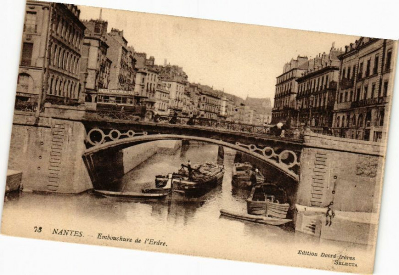 Carte postale ancienne Nantes - Embouchure de l'Erdre à Nantes