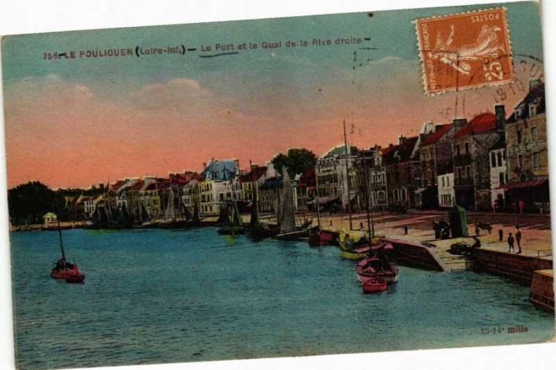 Carte postale ancienne Le Pouliguen - La Port et la Quai de la Rive droite au Pouliguen