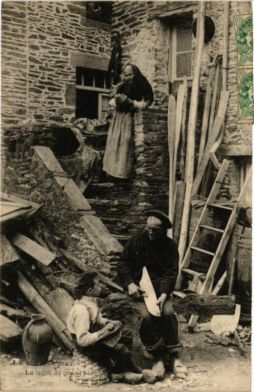 Carte postale ancienne La vie a la Mer - La lecon du grand pere