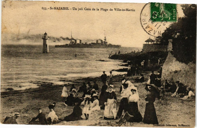 Carte postale ancienne Saint-Nazaire-Un joli Coin de la Plage de Ville-es-Martin à Saint-Nazaire