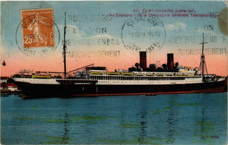 Carte postale ancienne Saint-Nazaire - L'Espagne de la Compagnie générale Transatlantique à Saint-Nazaire