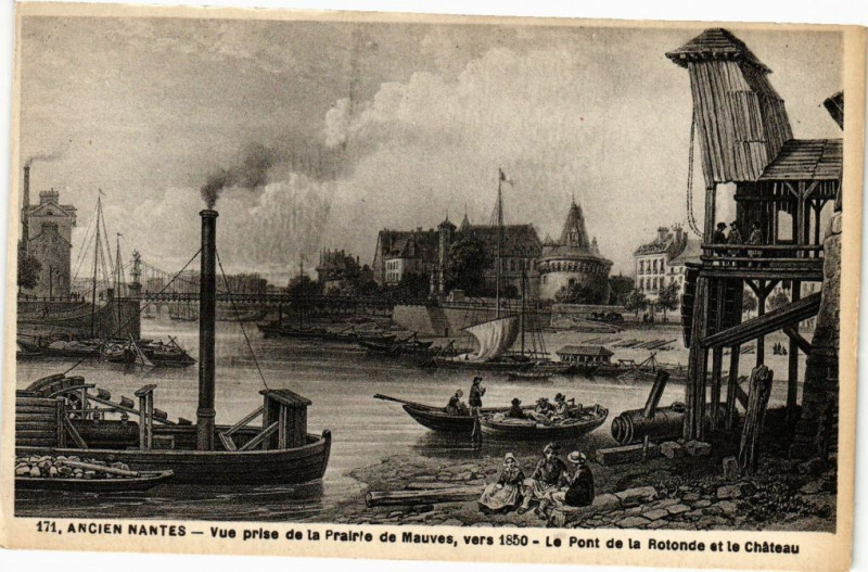 Carte postale ancienne Nantes - Vue prise de la Prairie de Mauves à Nantes