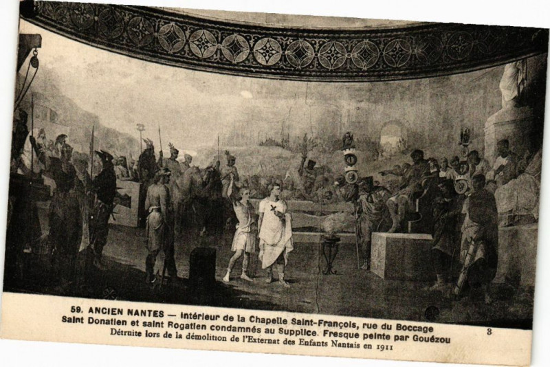 Carte postale ancienne Nantes - Interieur de la Chapelle Saint-Francois à Nantes