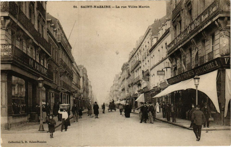 Carte postale ancienne Saint-Nazaire - La rue Villes Martin à Saint-Nazaire