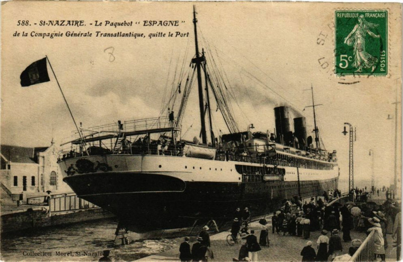 Carte postale ancienne Saint-Nazaire - Le Paquebot Espagne à Saint-Nazaire