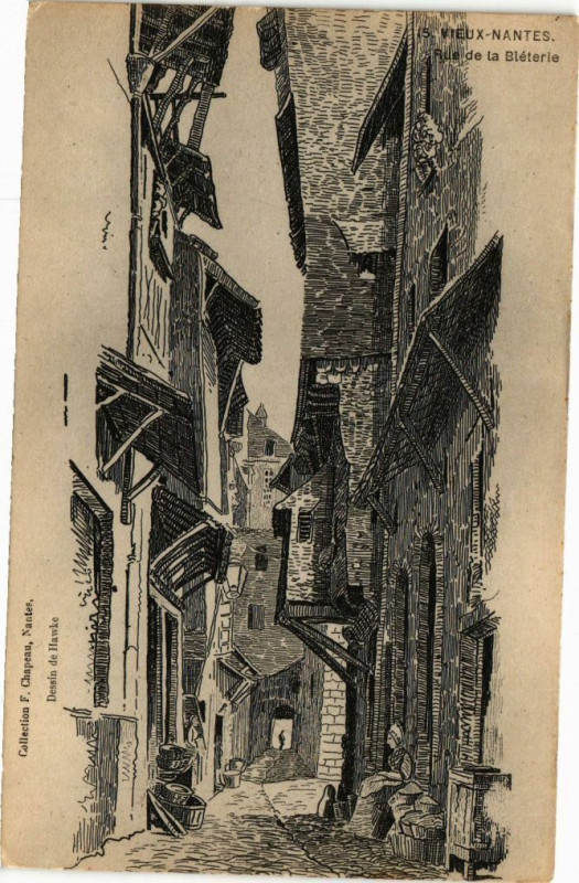 Carte postale ancienne Vieux Nantes - Rue de la Bleterie à Nantes