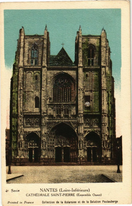 Carte postale ancienne Nantes (Loire-Inferieure) - Cathédrale Saint-Pierre (Ensemble Ouest) à Nantes