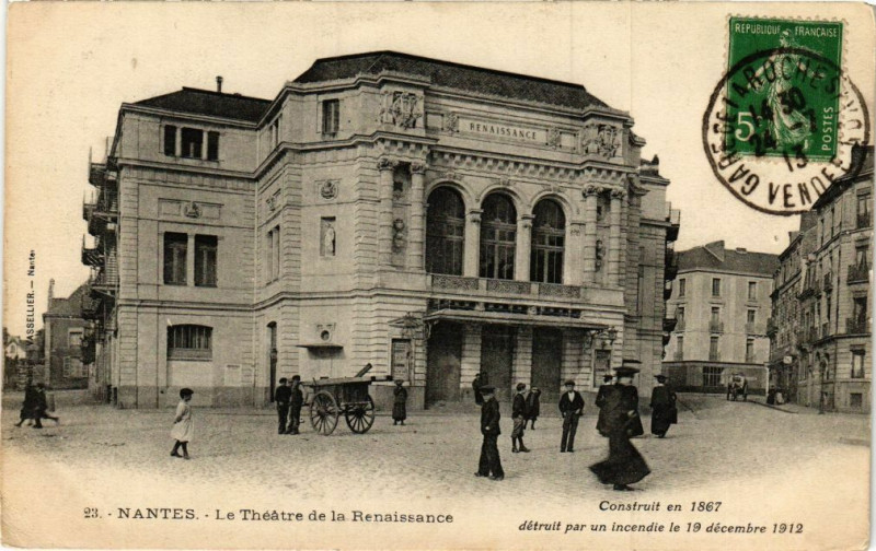 Carte postale ancienne Nantes - Le Theatre de la Renaissance construit en 1867 à Nantes