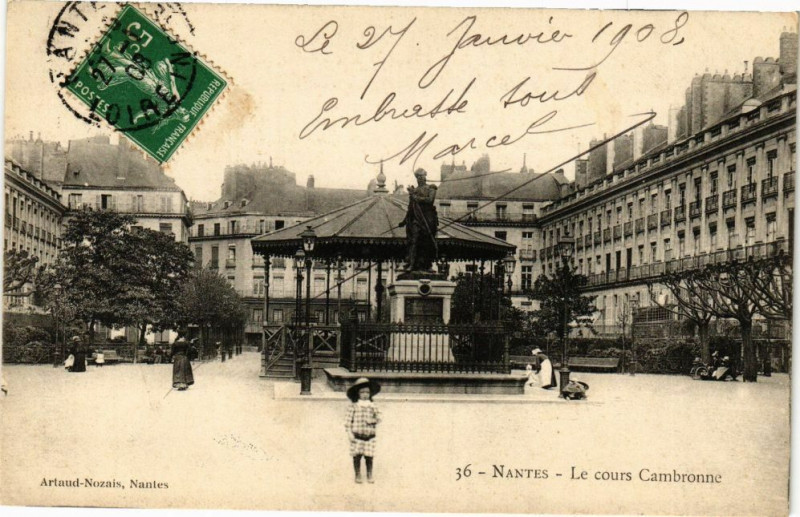 Carte postale ancienne Nantes - Le cours Cambronne à Nantes