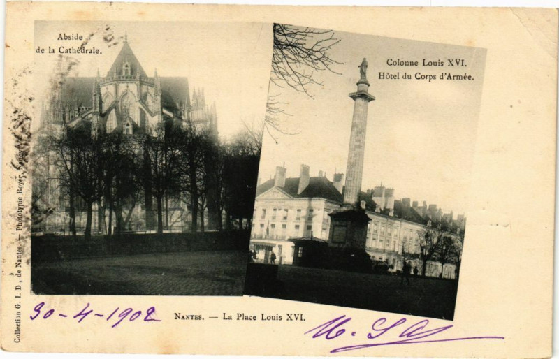Carte postale ancienne Nantes - La Place Louis Xvi à Nantes